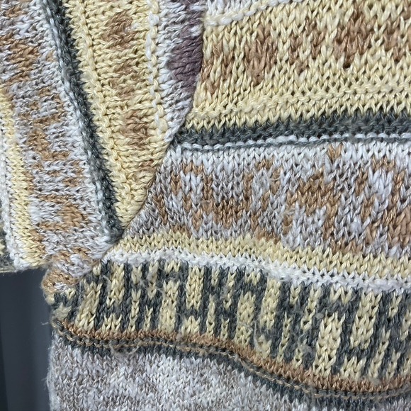 Talbots Women's Cardigan Sweater M Irish Linen Blend Button Front Knit Beige VTG - Picture 6 of 13